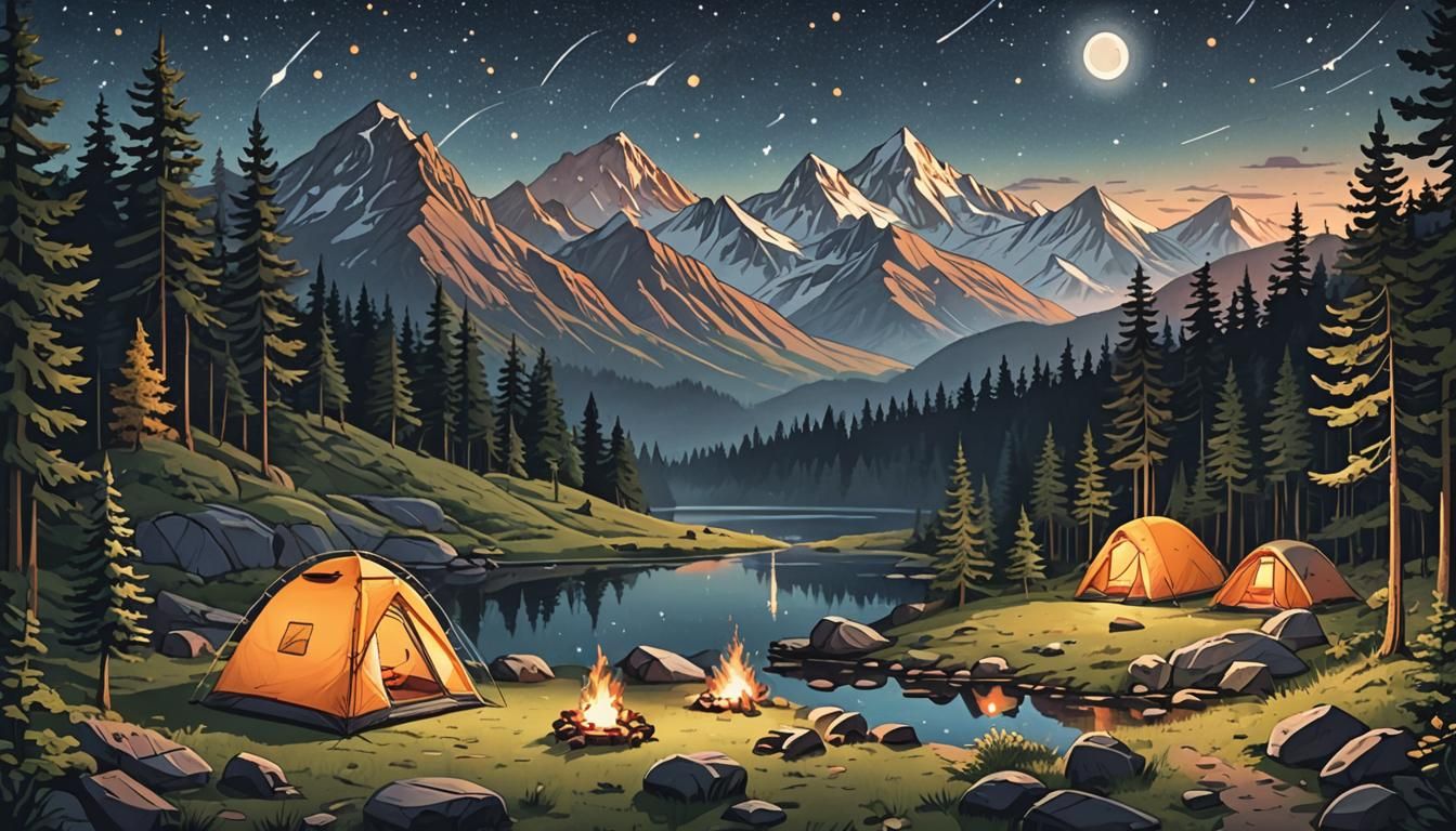 Cozy Campsites with Campfires and Starry Night Skies