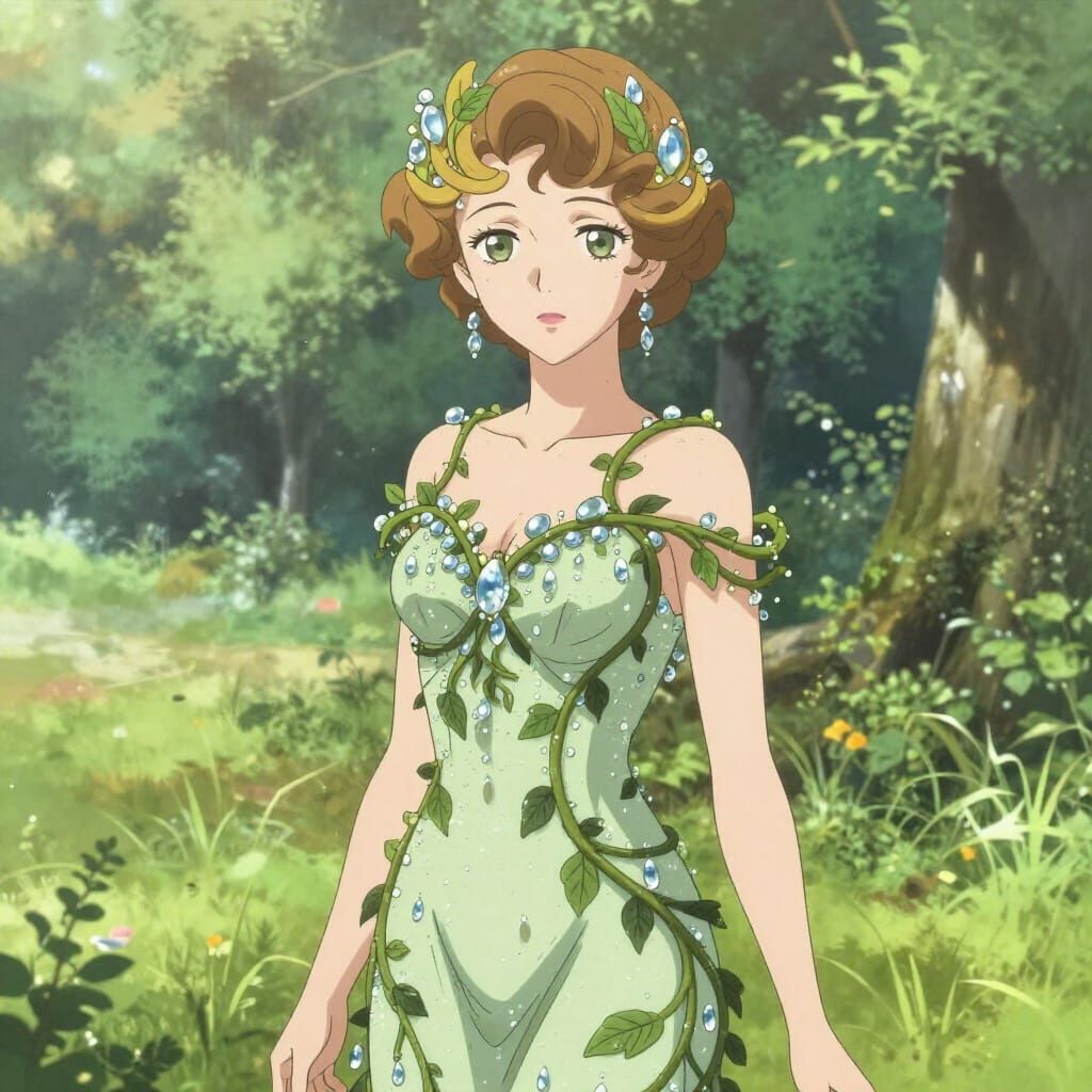 Art Nouveau Woman in Living Vine Gown