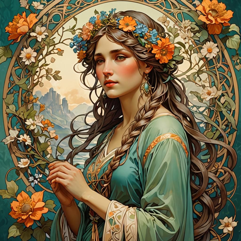 Motherhood Symbolized in Art Nouveau Style