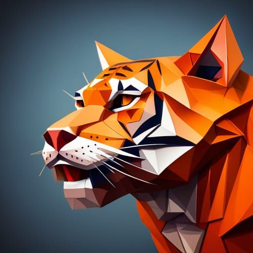 Intricate Papercraft Roaring Tiger Head