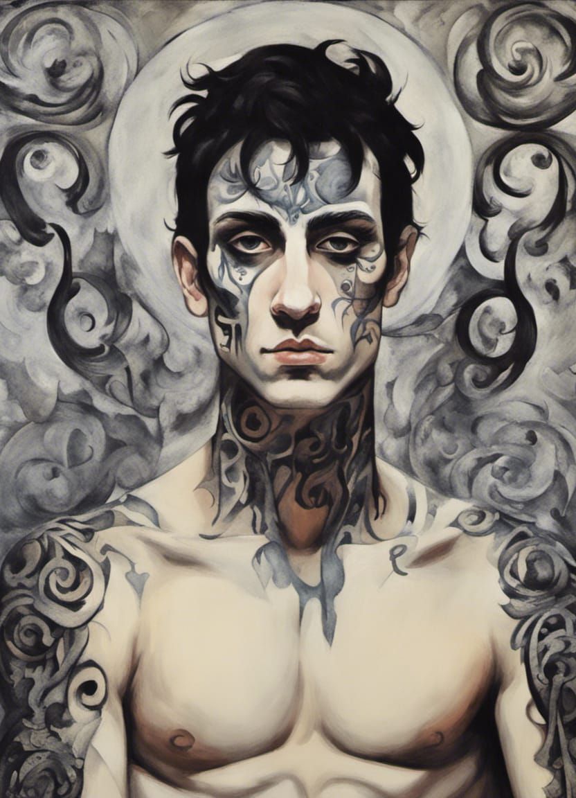 Cubist Prince Portrait with Gothic Emo Accents