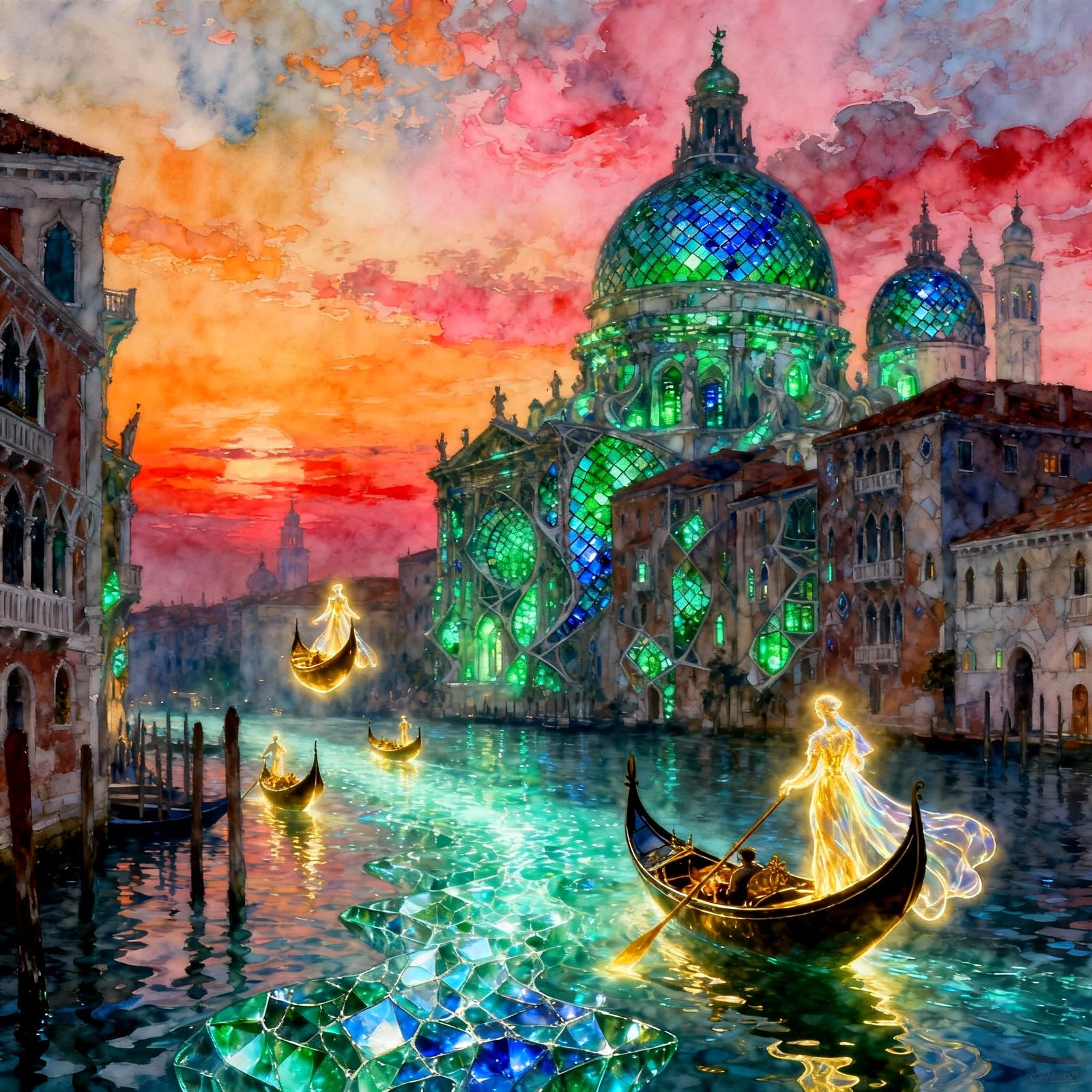 Magical Venice at Sunset in Ethereal Style
