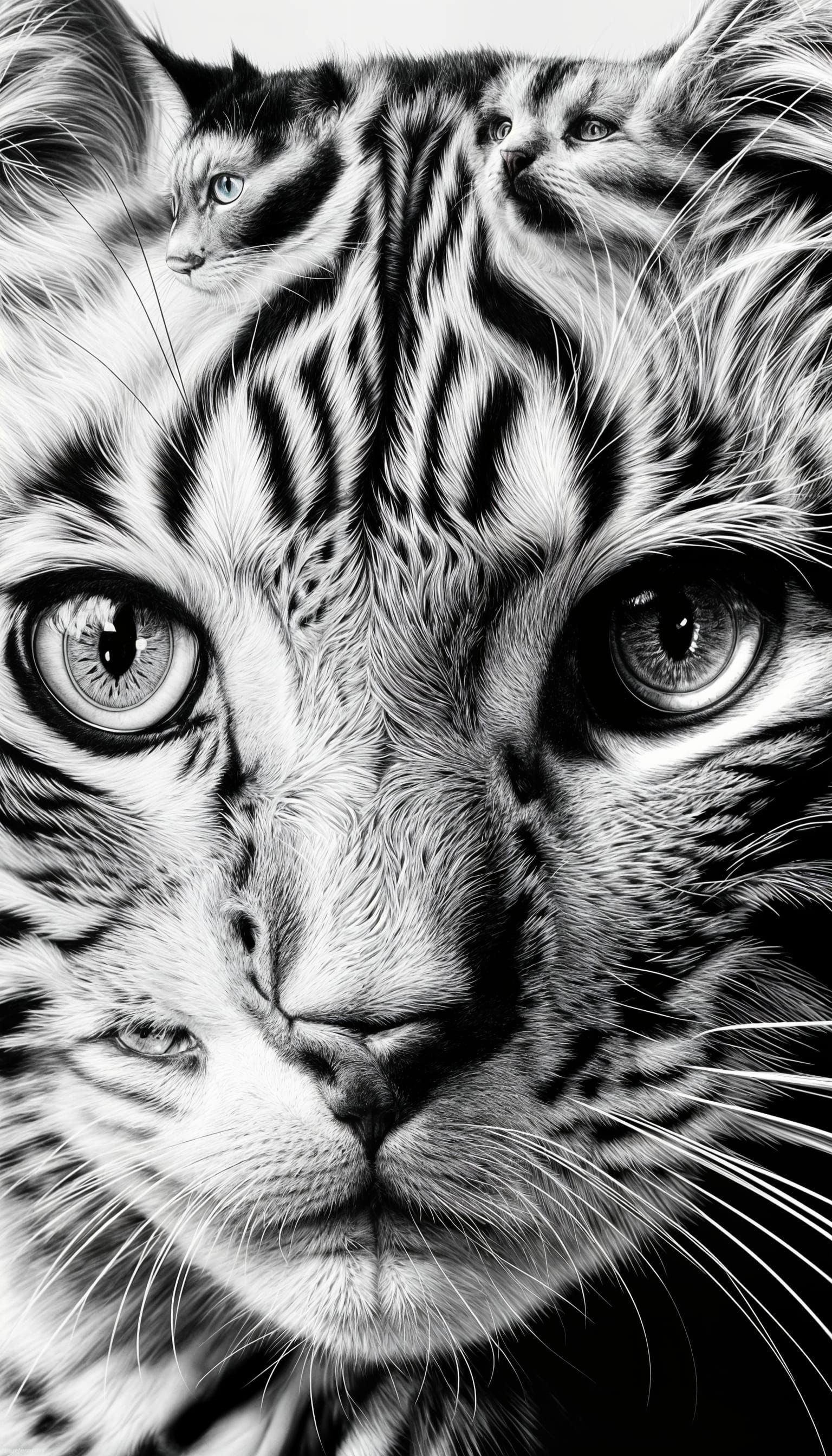 Elegant Ultra-Realistic Cat in Minimalistic Ukiyo-E Style