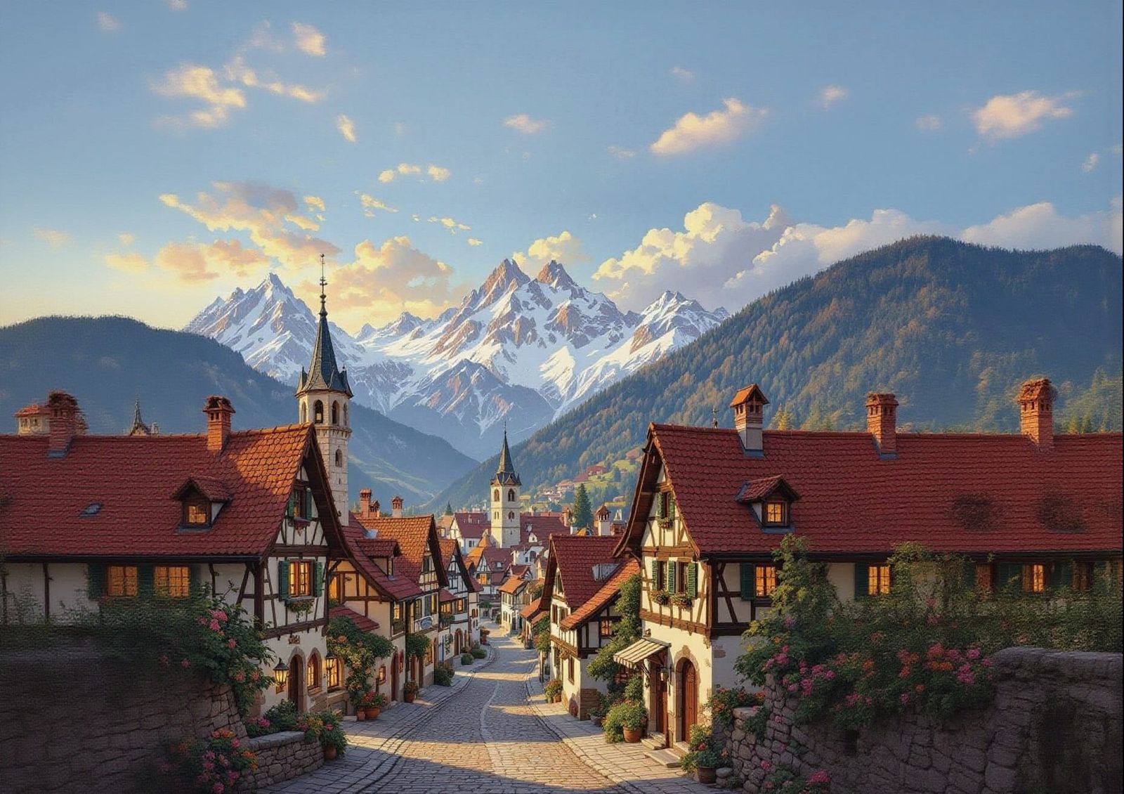 Beautiful Renaissance Village in Majestic Mountains