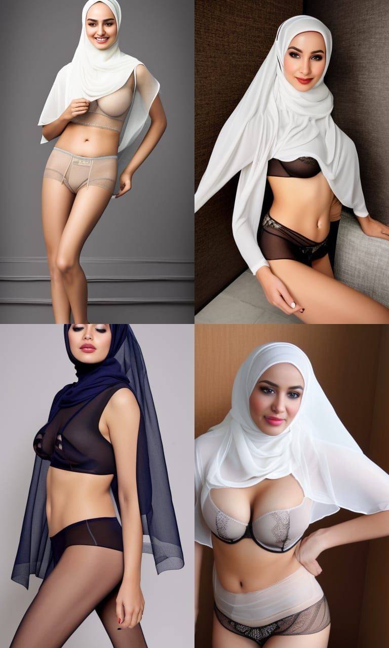 hijab sheer underwear enjoying herself