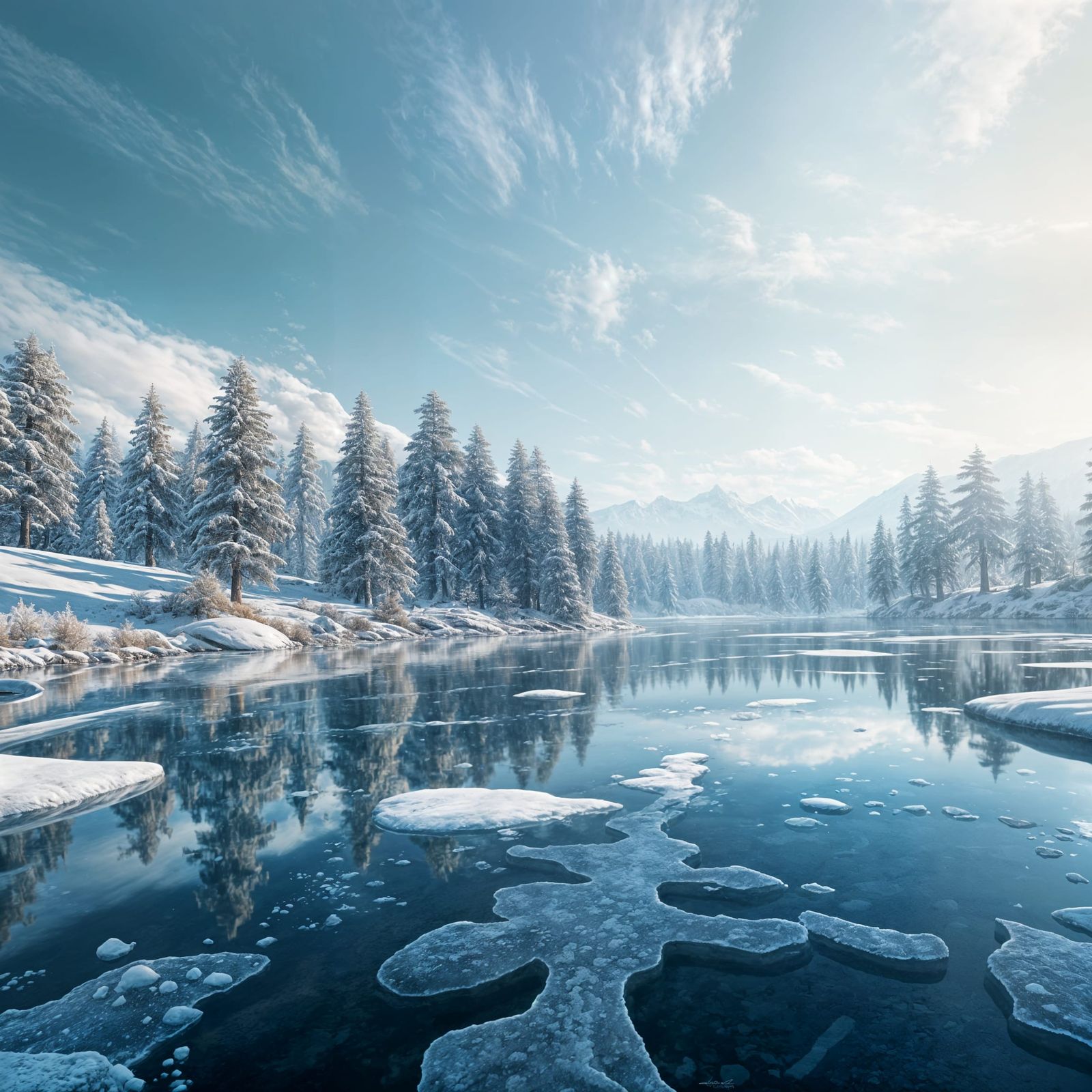 Winter Wonderland Scene in Fantastical Style