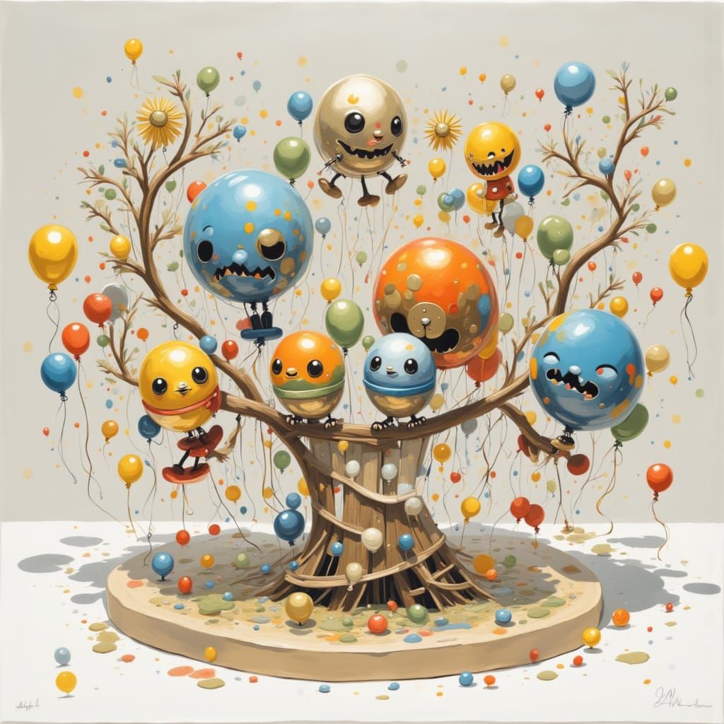 Paper Mache Birds with Wire Feet Sculpture