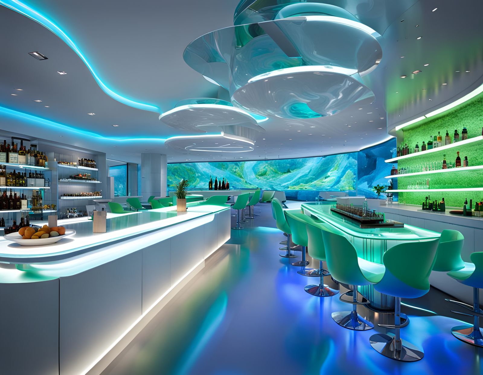 Futuristic Interior Design in Frutiger Aero Style