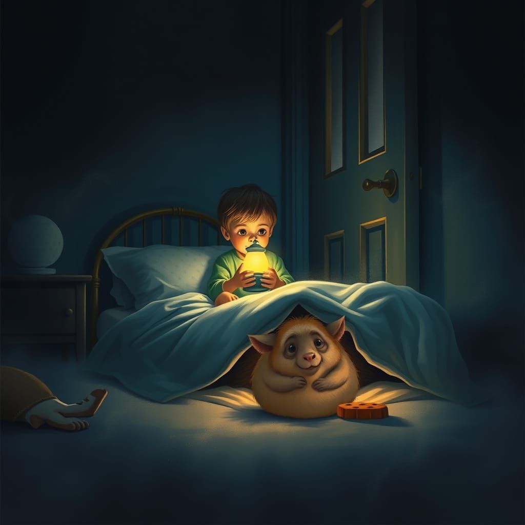 Mysterious Childhood Sanctuary in Darkened Realism