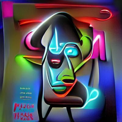 Neon Picasso Style Man Portrait
