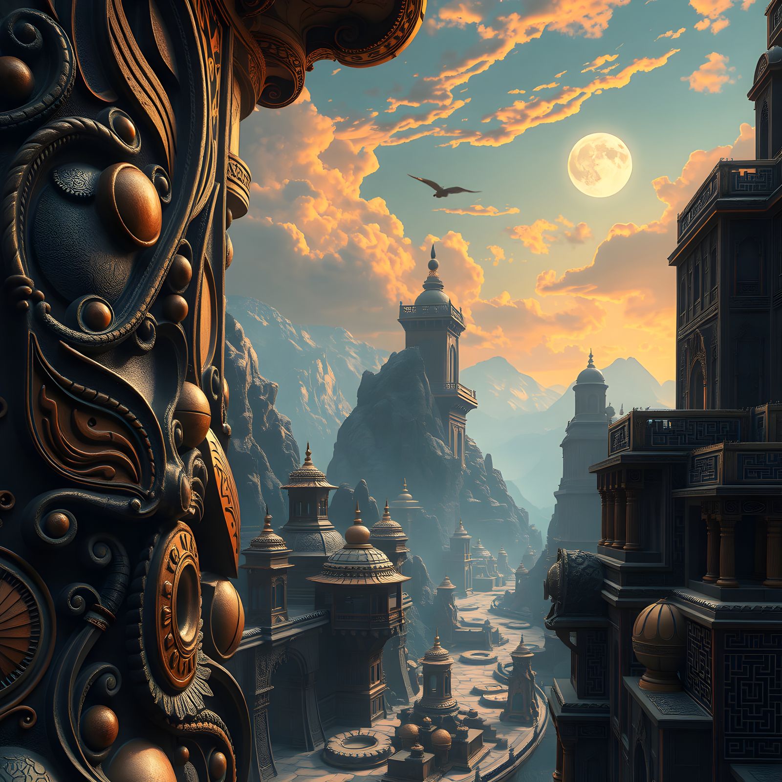 Intricate Carved Indian Wood Texture Art