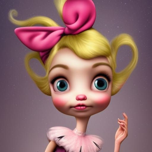 Hyperrealistic Cindy Lou Who Portrait, Digital Art