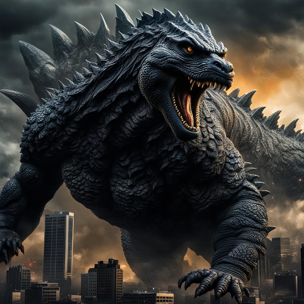 Hyperrealistic Godzilla Image in Cinematic Style