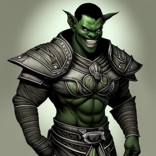 Detailed Portrait of a Kind Green Orc