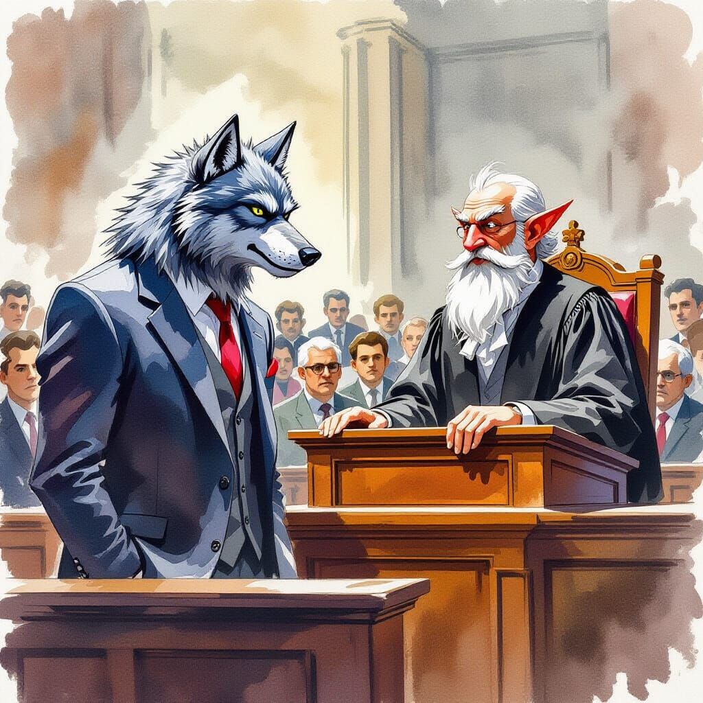 Werewolf Trial with Flying Spaghetti Monster in Court
