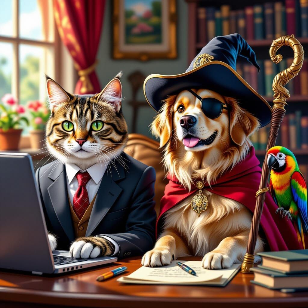 Animals in Human Roles: Cat, Dog, and Parrot