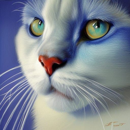 Ethereal Crystal Blue Eyes Oil Painting