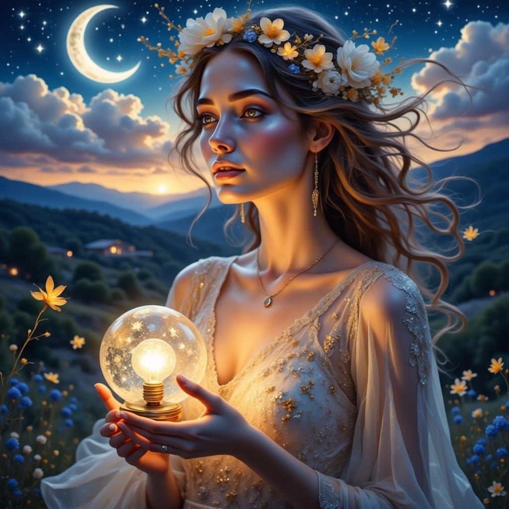 Celestial Woman in Watercolour Style