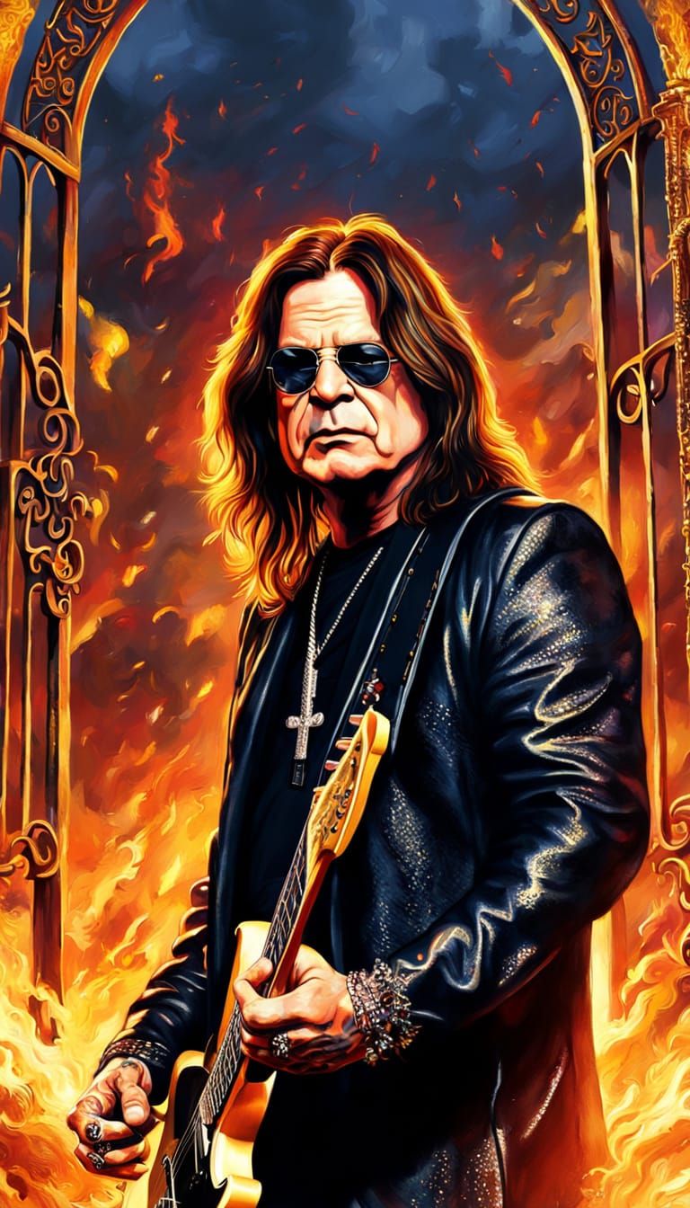 Ozzy Osbourne at Heaven's Gate: Oil Painting