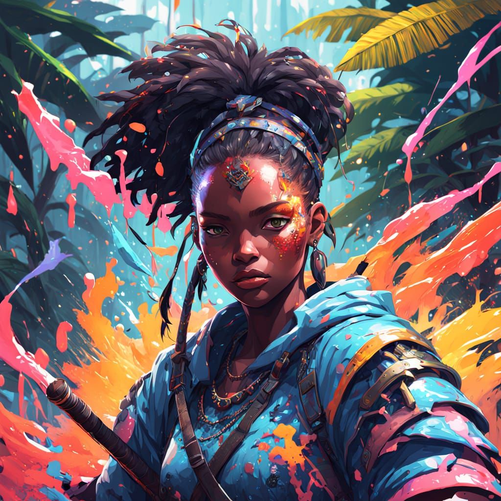 Dark Caribbean Goddess Empowers the Jungle