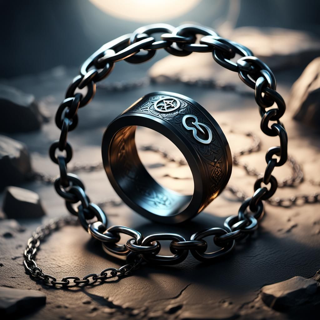 Obsidian Rune Ring: Photorealistic Fantasy Art