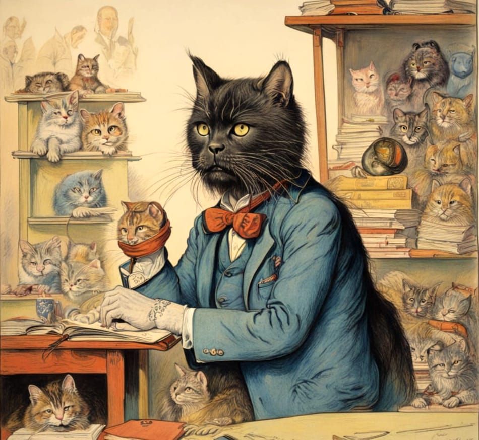 Elegant Felines in Whimsical Artistic Styles