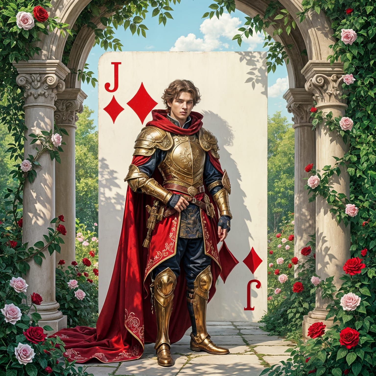 Jack of Diamonds Fantasy Portrait in Ancient Garden