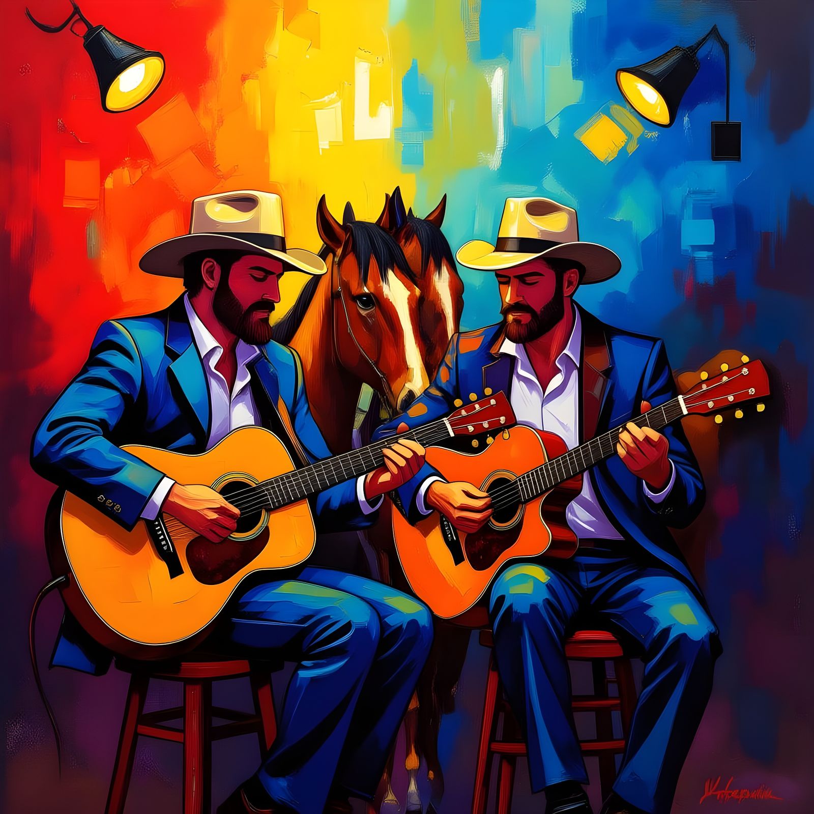 Nashville Guitarists in Neo-Impressionist Style