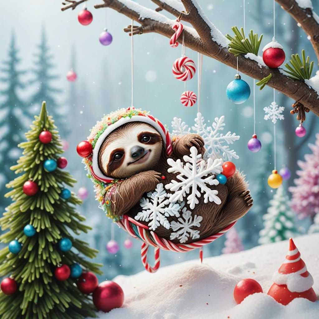Whimsical Sprites Steal Snowflake from Sloth in Candy Wonder...