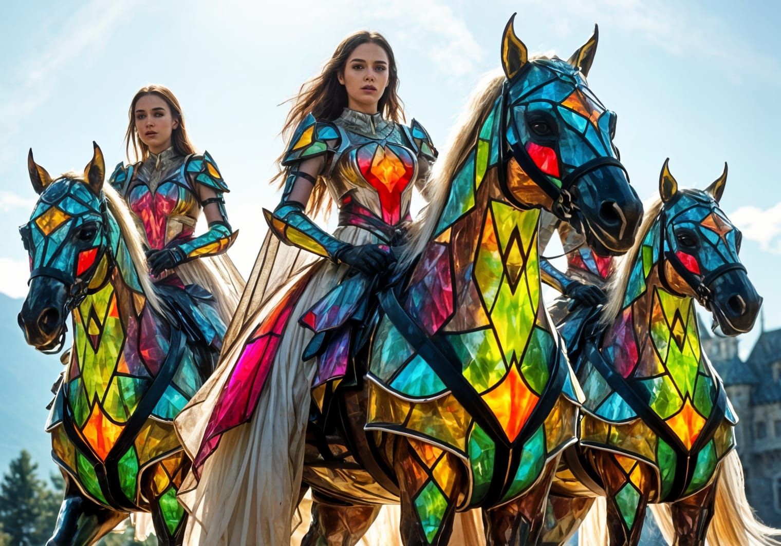 Glass Knights and Steeds in Stained Glass Fantasy