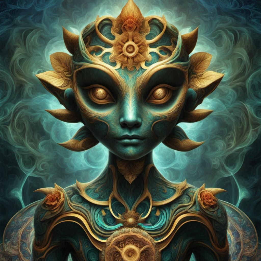 Psychedelic Fractal Mandala with Angel Number