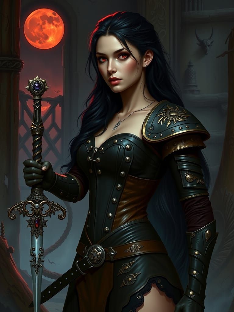 Androgynous Warrior Maiden in Medieval Armor