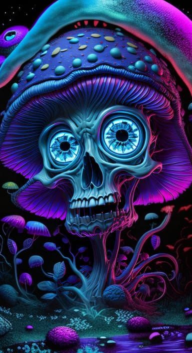 trippy Mushroom skull