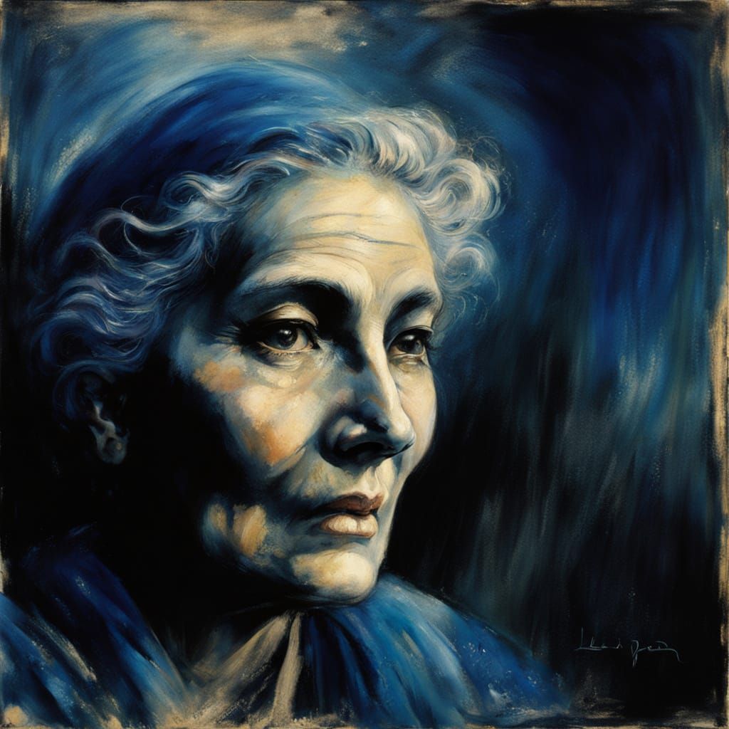 Aged Italian Matriarch in Rich Oil Painting