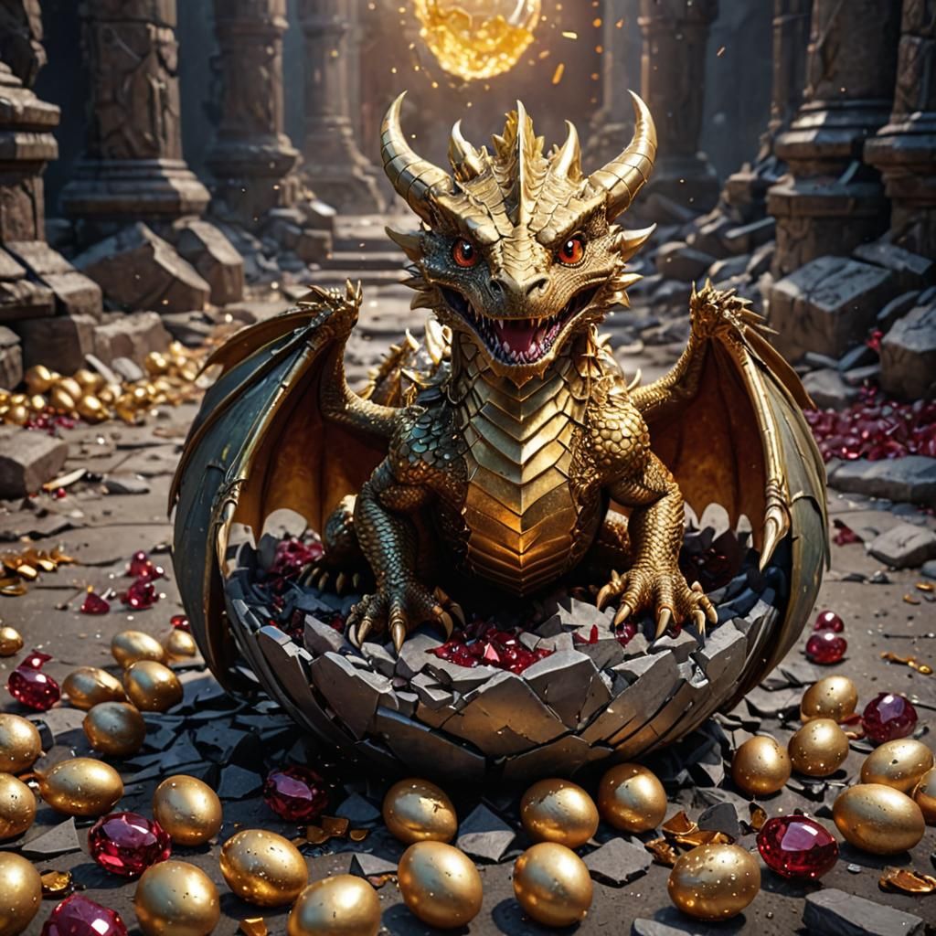 Golden Dragon Hatchling in Opulent Arena