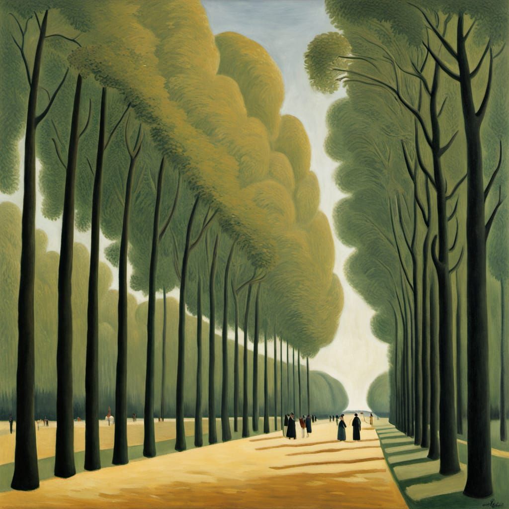 Avenue in the Park at Saint Cloud in Impressionist Style