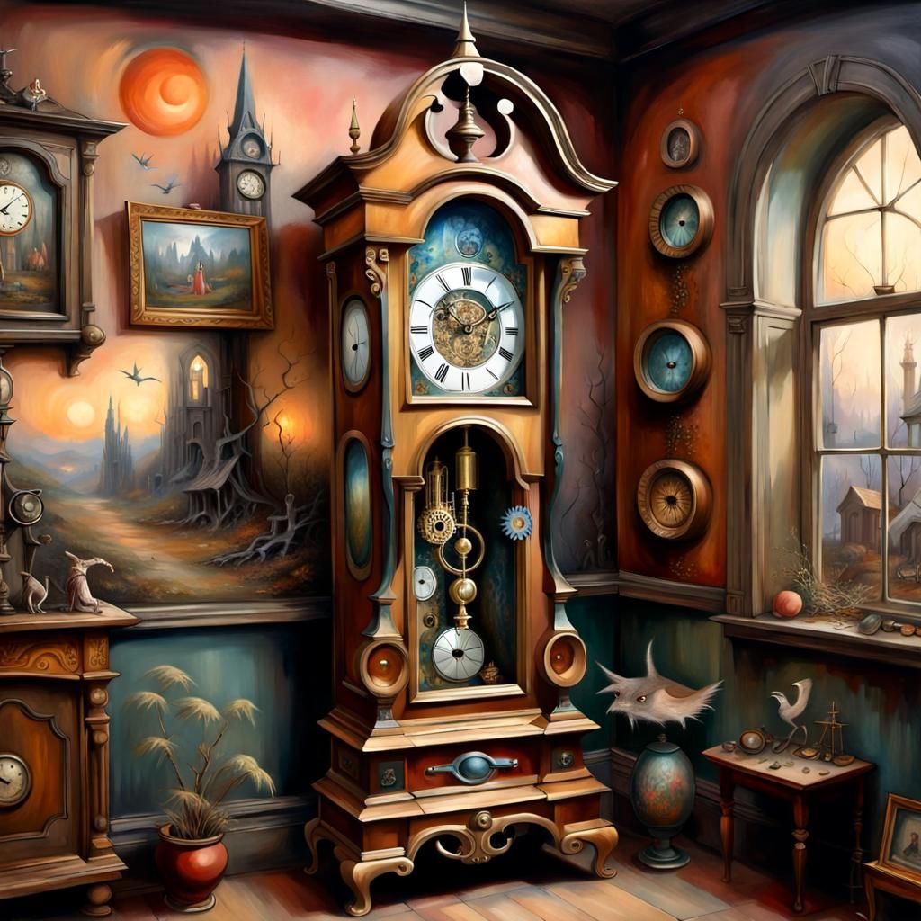 Surreal Grandfather Clock Built From Car Parts