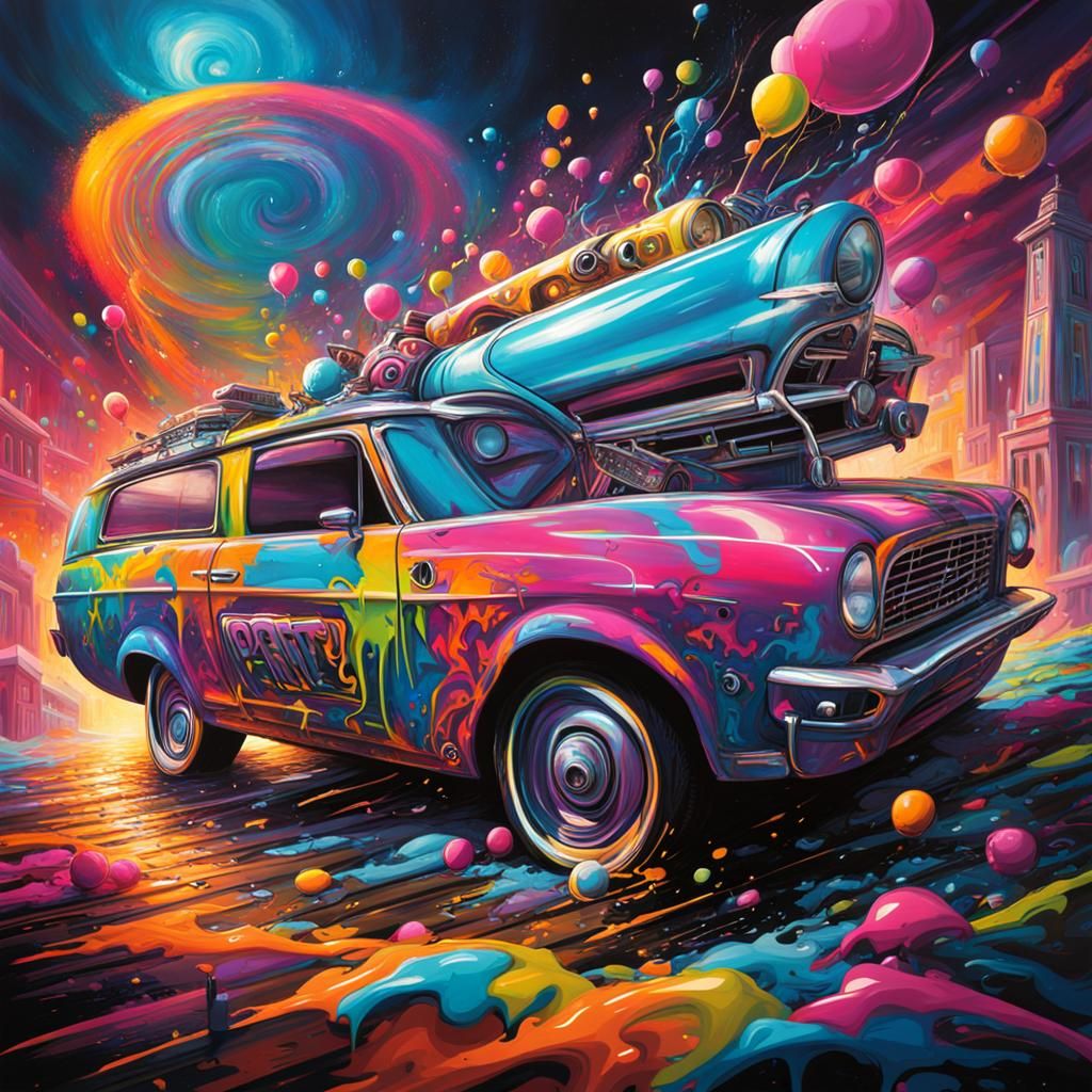 Colorful Time Travel Party Poster in Graffiti Art