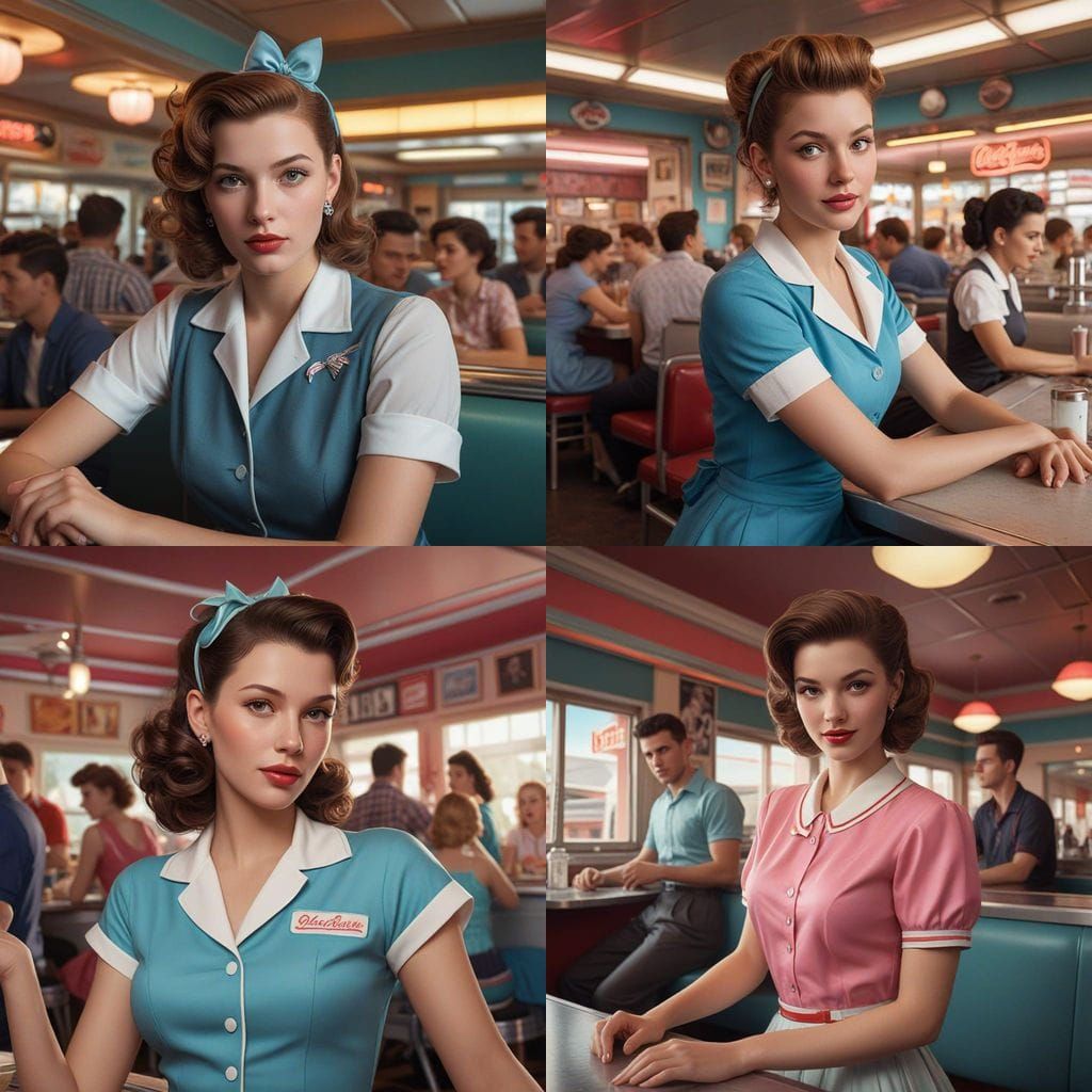 Sockhop Dance in 50s Diner Portrait