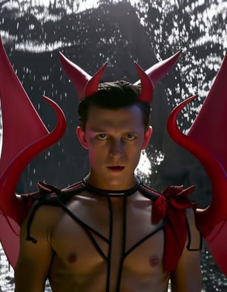 Demonic Figure with Horns and Red Skin