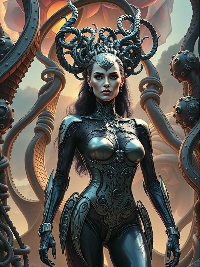 Voluptuous Model in Ombre Dress, Digital Hybrid Art