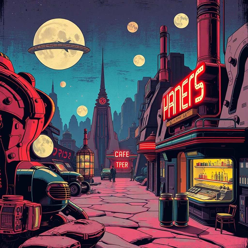 Retro Sci-Fi Movie Poster in Vintage Style