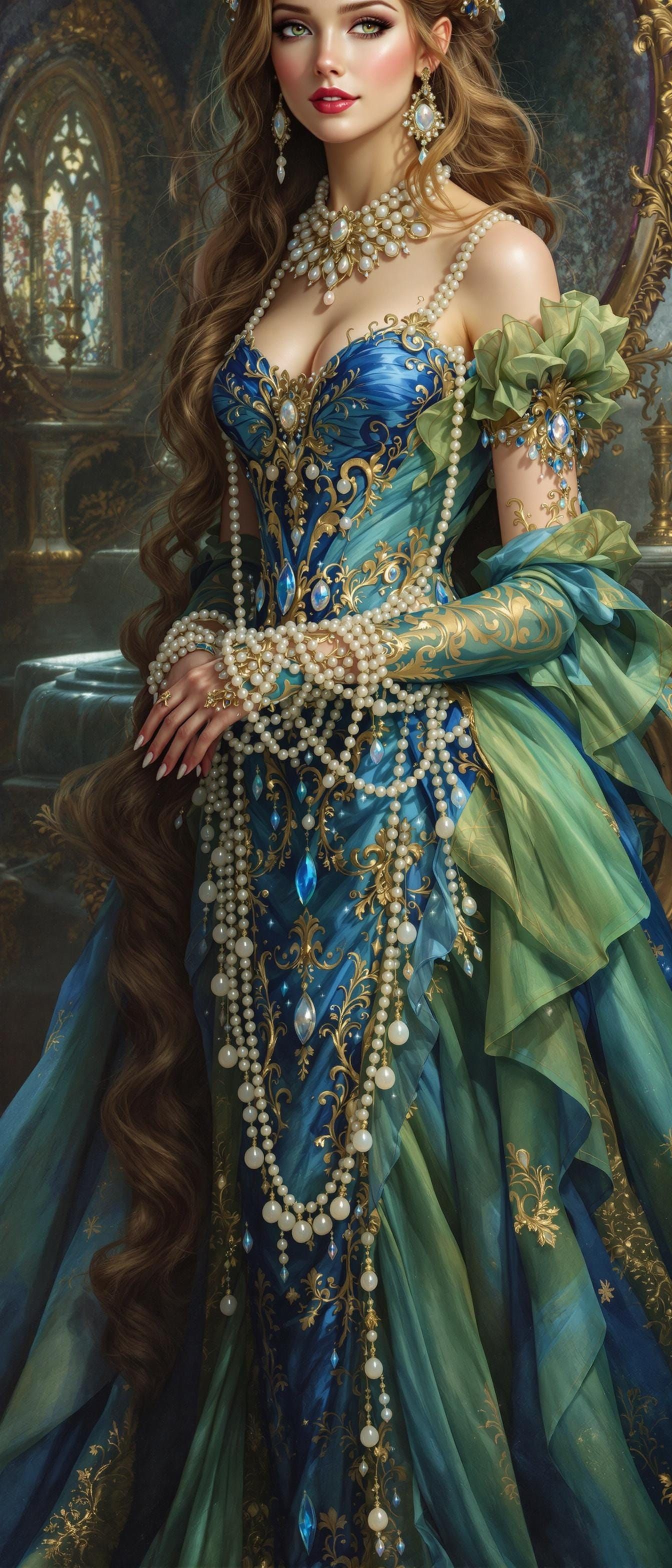 Gorgeous Princess Portrait in Opulent Royal Style