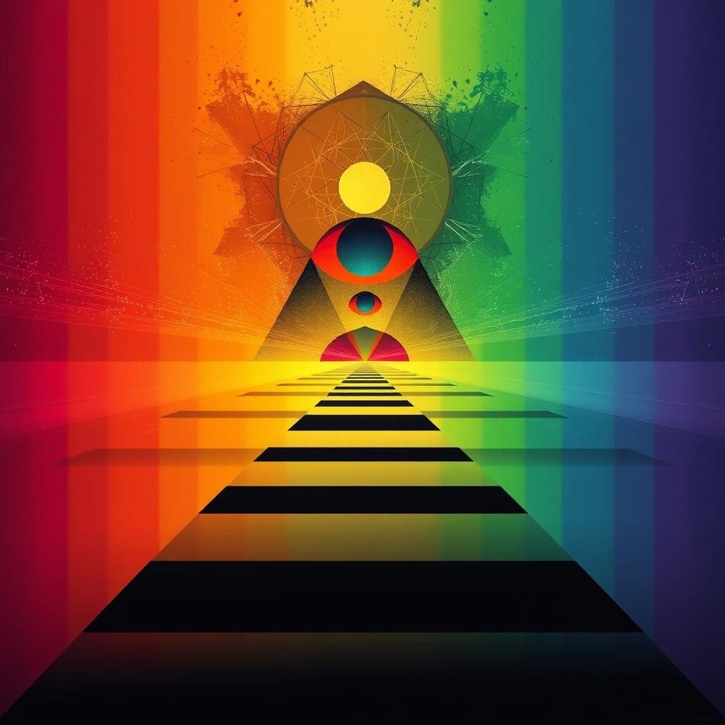 Pop Art Screen Print of Time with Bauhaus Elements