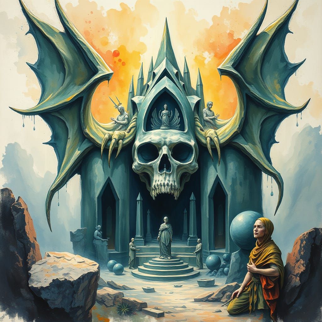 Ethereal Occult Masterpiece in Vibrant Gouache