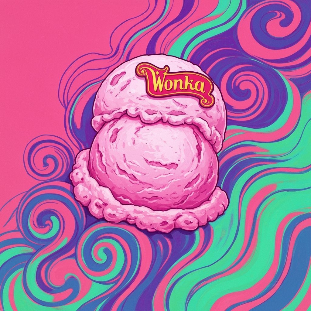 Wonka's Never Melting Ice Cream in Vibrant Gouache Style