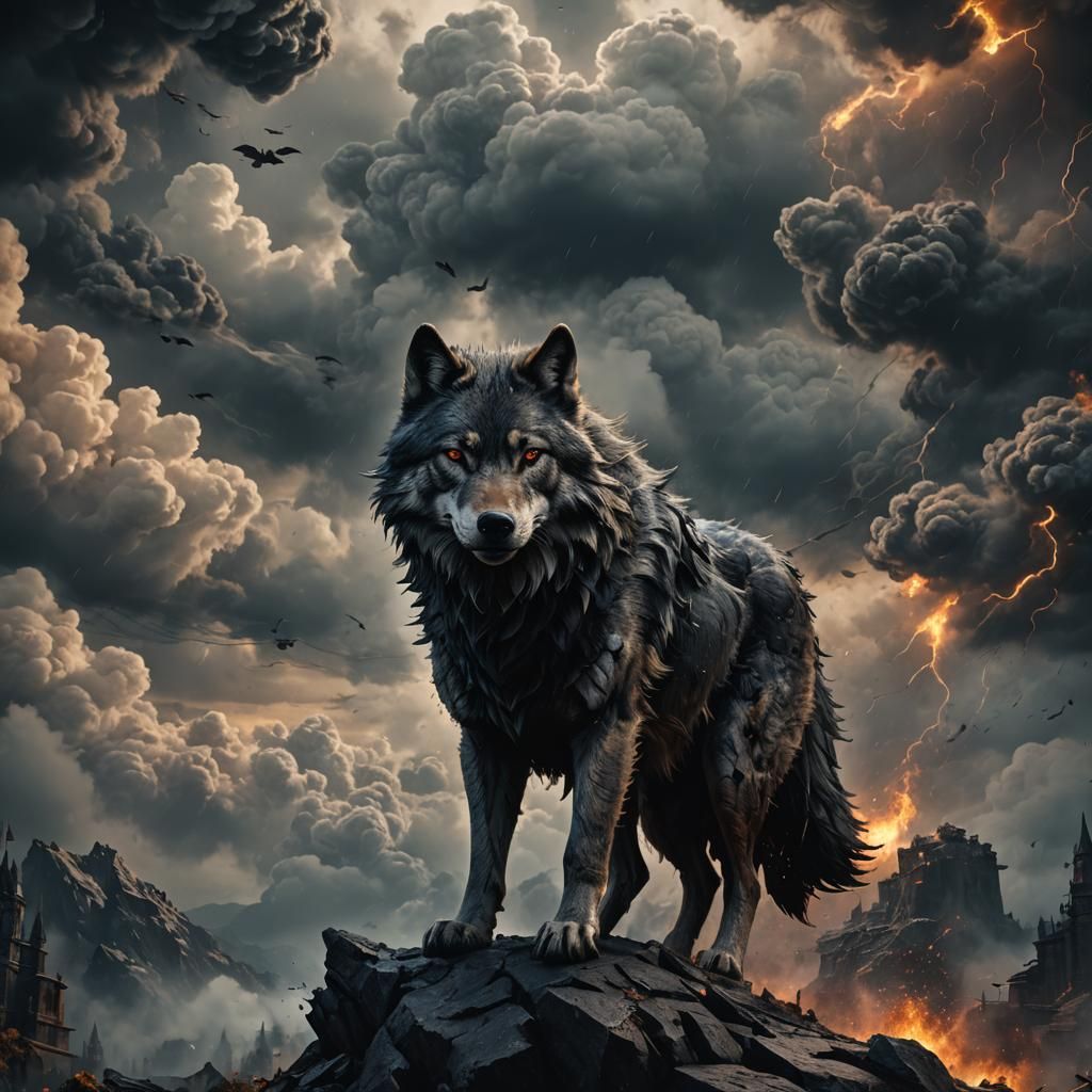 Fantastical Black Cloud Wolf Concept Art