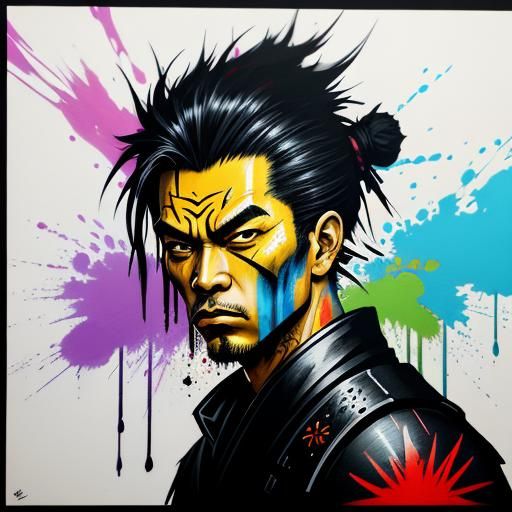 Samurai in Graffiti Art Style