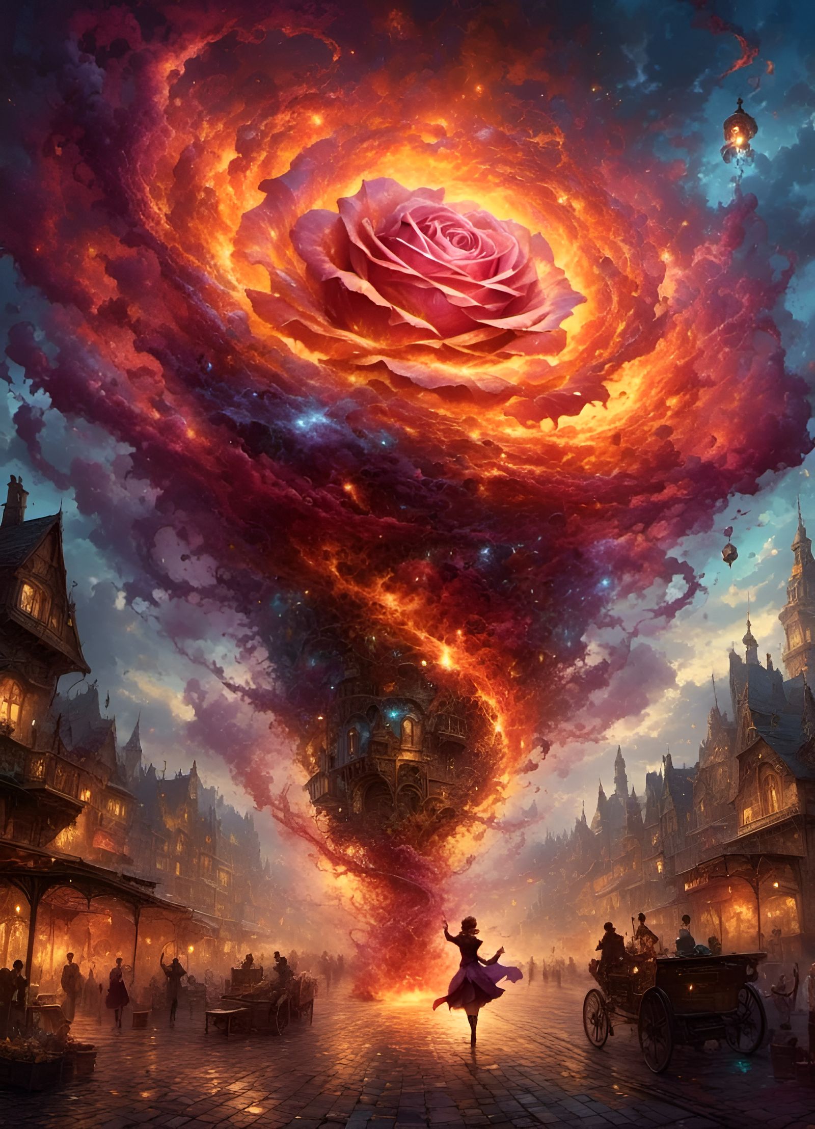 Fiery Rose Tornado with Entropy Elements