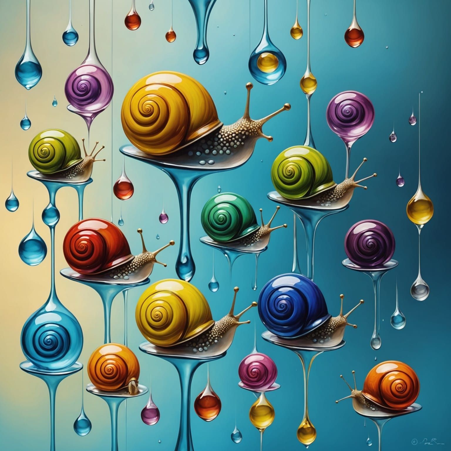 Glass Raindrops Fall: A Surrealist Vision